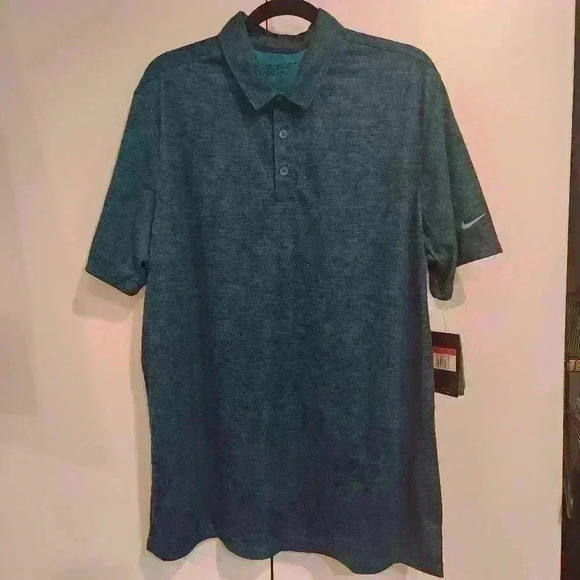 Nike Golf Dri-Fit Stay-Cool Short Sleeve Crosshatch Polo Shirt "Blustery Navy" - Picture 6 of 16